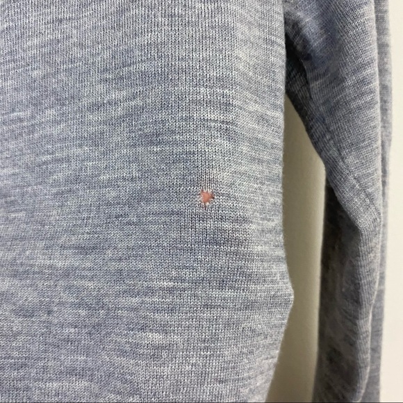 Tory Burch Caz Cardigan 100% Wool Grey Chimney Melange Colorblock Stripe Gray XS - Picture 7 of 8